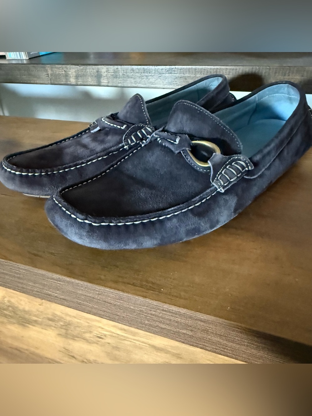 Donald J Pliner Loafers Slip On Mens 9 Blue Suede Leather Horsebit Driving‎